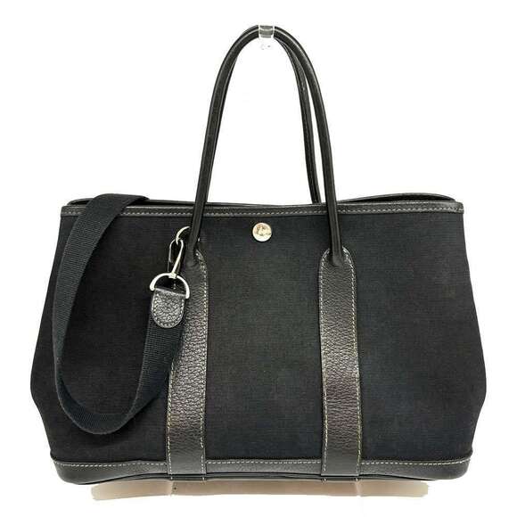 Hermes Hermes Garden Party TPM Canvas Leather Handbag Canvas Handbag
